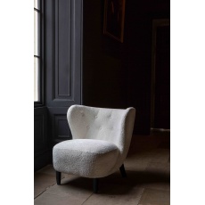 Navagio Upholstered Chair in Ivory Chenille Fabric with Black Wenge Legs (New 2024)