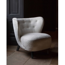 Navagio Upholstered Chair in Ivory Chenille Fabric with Black Wenge Legs (New 2024)