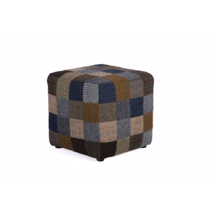 Framed Cube Stool Mixed Wool (Only Patchwork - No Leather)