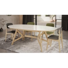 Morgan Oval Dinning Table Bianco Oak - Sintered Stone Top (New 2024)
