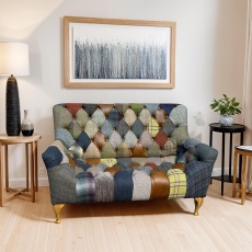 Bamford Club Patchwork 2 Seater Sofa with Medium Wood Legs - Fast Track