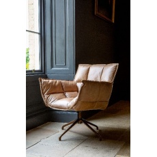 Victor Swivel Chair in New Nutter Leather with Metal Legs (New 2024)