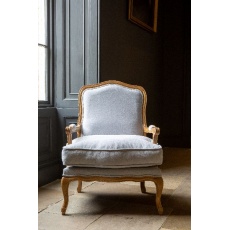 Bardney Armchair with Natural Linen in Distressed Oak Wood (New 2024)