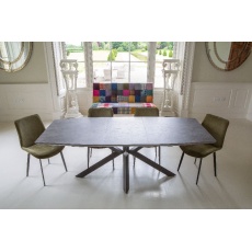 Verona Extending Butterfly Table Concrete Melamine Finish Ext 210cm