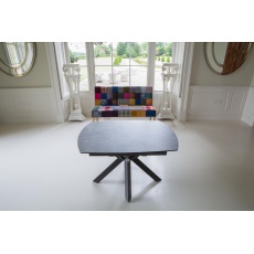 Venice Collection - Naples Twist Top Table Concrete Glass Finish 120 x 90cm