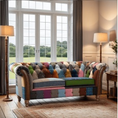 Chester Grange Patchwork 2-Seater Feather Cushions - Fast Track (New 2024)