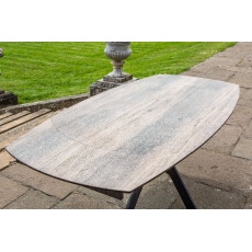 Venice Collection - Milan Ext. Small Oval Table 130 x 100cm Twist Top in Taupe -Ceramic Woodgrain (N