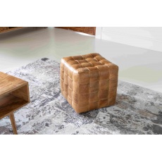 Framed Cubed Stool Brown 3L Cerato Brown Leather (New 2024)