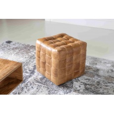 Framed Cubed Stool Brown 3L Cerato Brown Leather (New 2024)