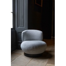 Miami Upholstered Chair in Grey/White Houndstooth Fabric with Black Wenge Legs (New 2024)