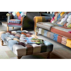 Patchwork Banquette Footstool with Medium Oak Chunky Legs - 120 x 70cm (New 2024)