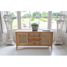 Arch Sideboard in Recycled Teak with 2 Doors & 3 Drawers - Natural Deep Rustic Finish (New 2024)