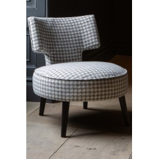 Salon Upholstered Chair in Grey/White Houndstooth Fabric with Black Wenge Legs (New 2024)