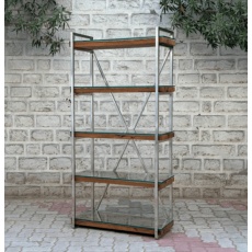 Wooden Glass Bookcase with Metal Frame (New 2024)