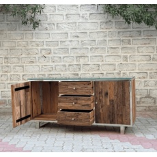 Wooden Glass Sideboard with Metal Legs (New 2024)