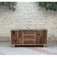 Wooden Glass Sideboard with Metal Legs (New 2024)