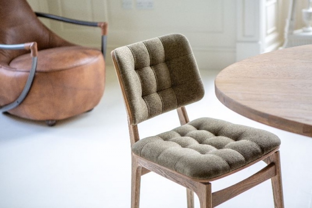 Carlton Boden Chair Upholstered Seat & Back in Cambridge Hunter Fabric with Grey Oil Legs