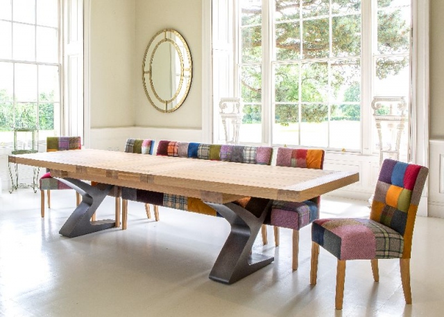 Carlton Windermere Monastery Extending Dining Table with Z Metal Legs & Bianco Finish New 2024