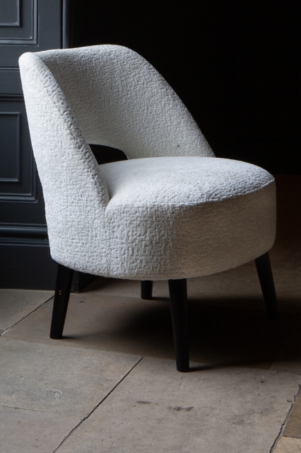 Carlton Lydia Upholstered Chair in Ivory Fabric with Black Wenge Legs (New 2024)