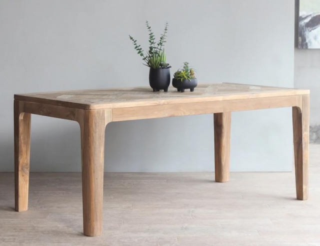 Carlton Arch Dining Table 200cm in Recycled Teak - Natural Deep Rustic Finish (New 2024)