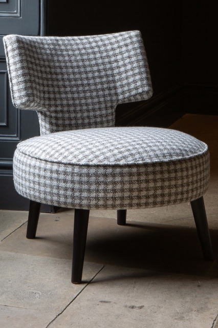 Carlton Salon Upholstered Chair in Grey/White Houndstooth Fabric with Black Wenge Legs (New 2024)