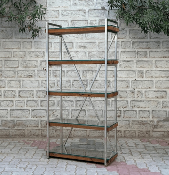 Carlton Wooden Glass Bookcase with Metal Frame (New 2024)