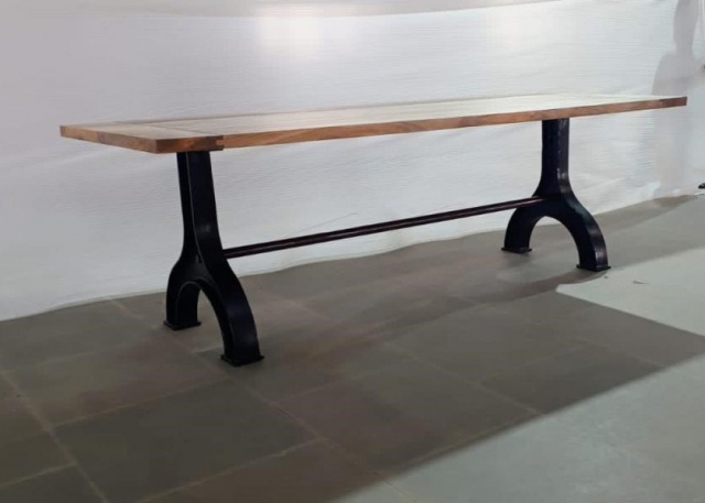 Carlton Sleeper Wood Monks Leg Table with Metal Legs - 240cm (New 2024)