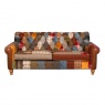 vintage Dickinson Large 2.5 Str Sofa - in Patchwork & Tan Leather with Medium oak Legs (New 2024)