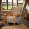 Westminster Wing  Armchair in Harrington Tweed (Fellwood Lodge) and Tan Leather Trims New 2025