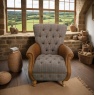 vintage Westminster Armchair in Harrington Tweed (Fellwood Lodge) and Tan leather Trims (New 2025)