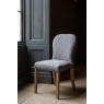 Carlton Pavilion Dining Chair - Natural Linen Grey Oil Legs & Brass Studs