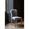 Carlton Pavilion Dining Chair - Natural Linen Grey Oil Legs & Brass Studs