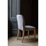 Carlton Pavilion Dining Chair - Natural Linen Grey Oil Legs & Brass Studs