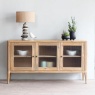 Arch Sideboard in Recycled Teak & Glass with 3 Doors in - Natural Deep Rustic Finish (New 2024)